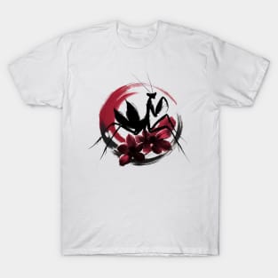 Sumie Enso Japanese Brushstroke Praying Mantis T-Shirt